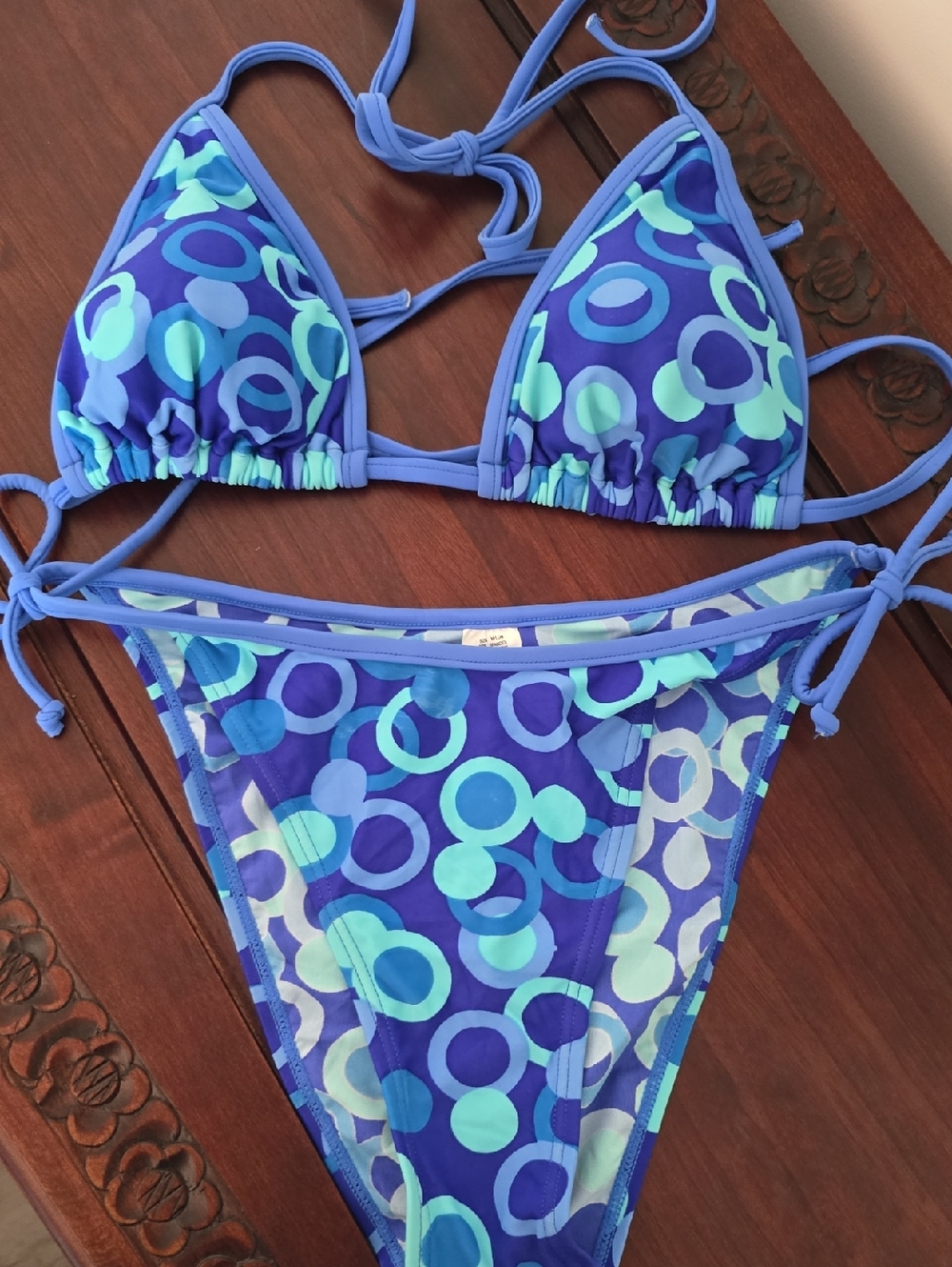 Malibu Two-Tone Blue Trim Bikini Top